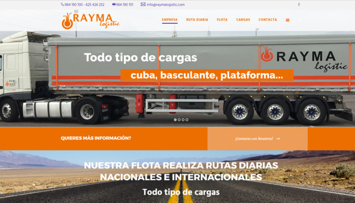 Nueva Web www.raymalogistic.com, diseño Parallax para móvil +SEO +Autoadministrable