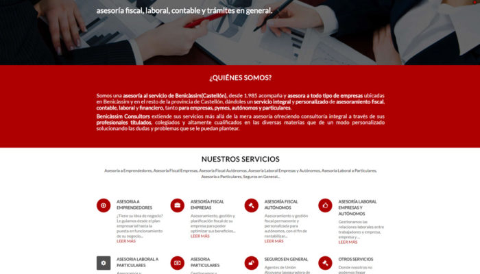Nueva web www.beniconsultors.com con sistema +Autoadministrable +Servicios + Parallax