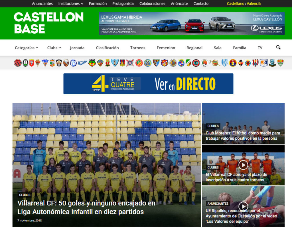 Página Web de Castellón Base con todo el Fútbol castellonbase.com